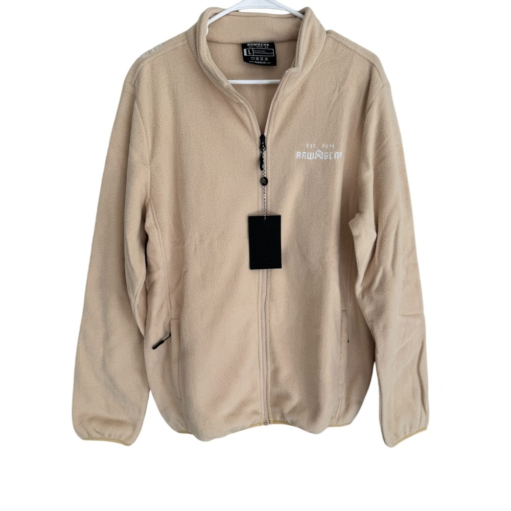 RawGear Mens Size L Bradley Martyn Sand Full Zip Fleece Mock Neck Jacket NWT NEW